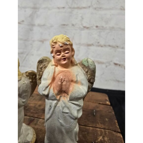 5 Vintage Chalkware Mid Century MCM Blond Angels Standing & Kneeling  4"-3" - Picture 4 of 8